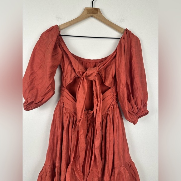 Hello Molly Ruched Ruffle Tie Back Flowy Mini Dress Women’s Sz S - Picture 8 of 9